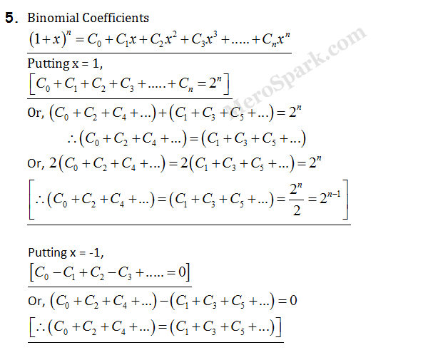 Binomial Theorem, Exponential and Logarithmic Series – Formula Collection