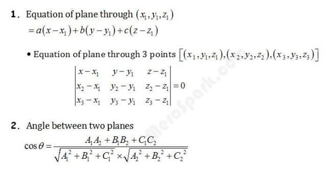 Plane – Formula Collection | Mathematics Class 12