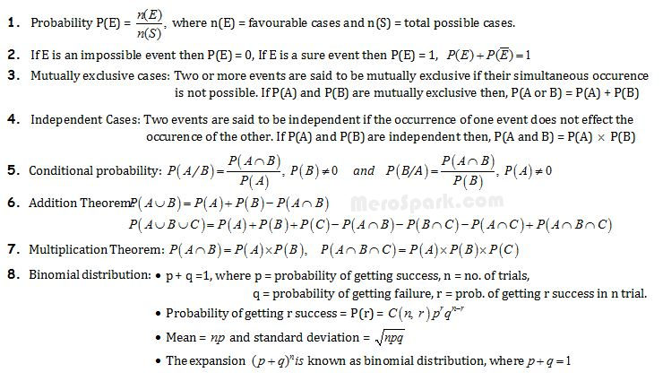 Probability – Formula Collection | Mathematics Class 12